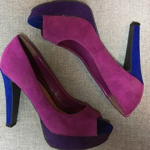 Candie’s Color Block Pump Fuchsia, Blue & Purple